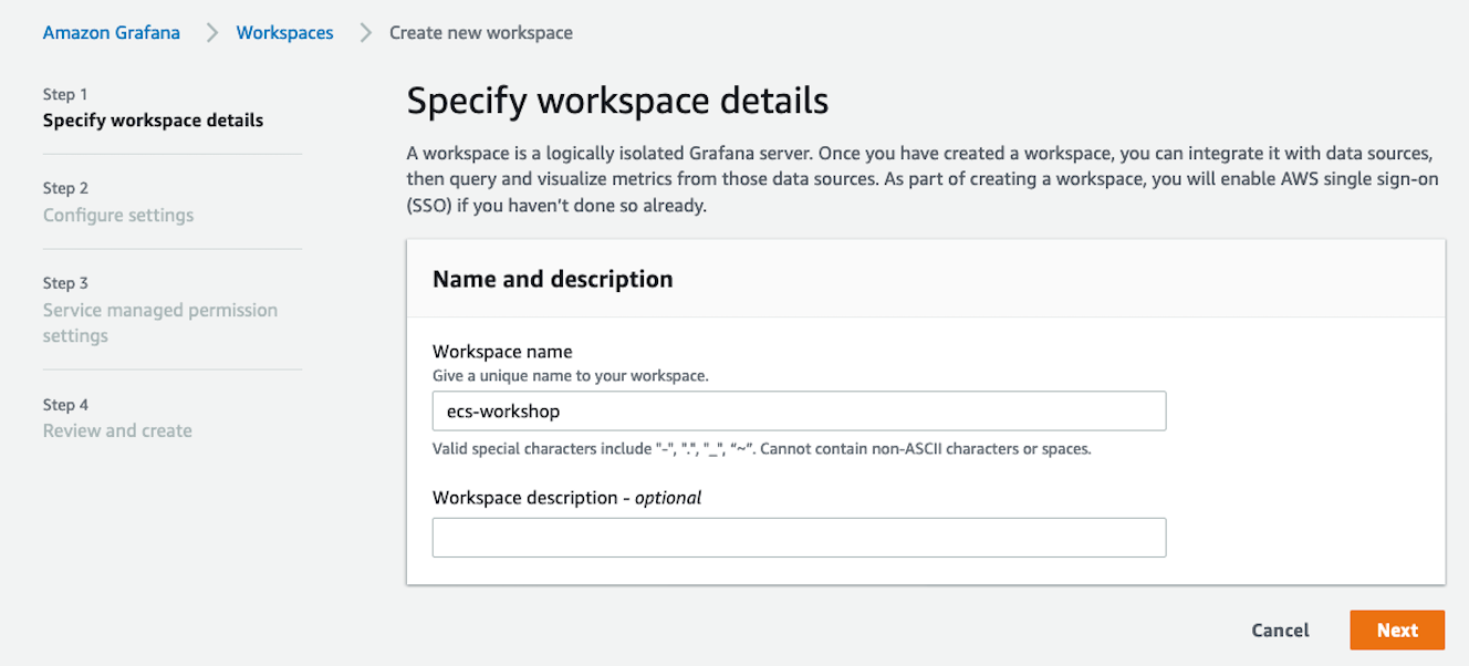 Create AMG workspace