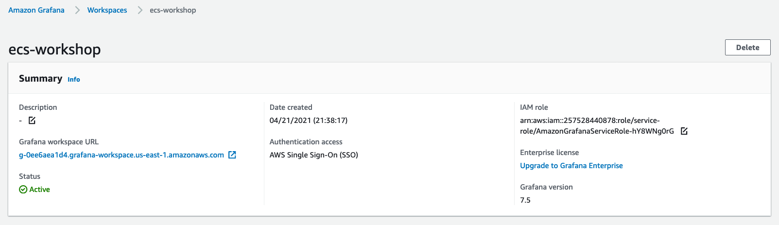 Login to AMG workspace