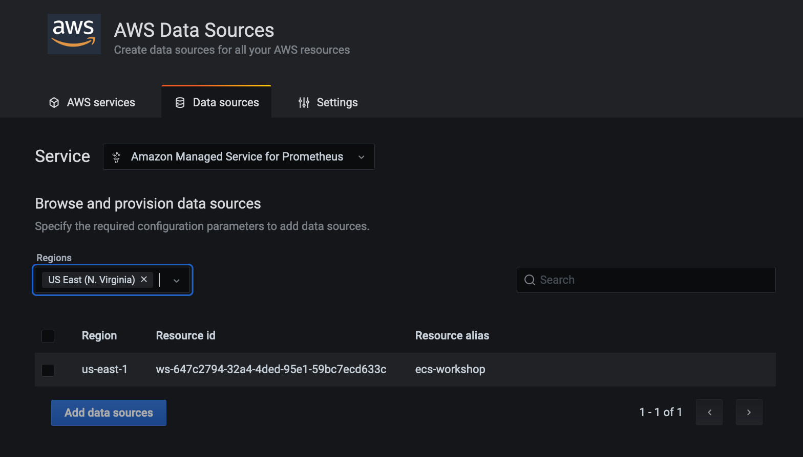 AMP data source config