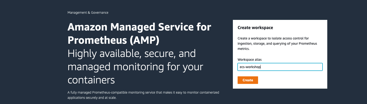 Create AMP workspace